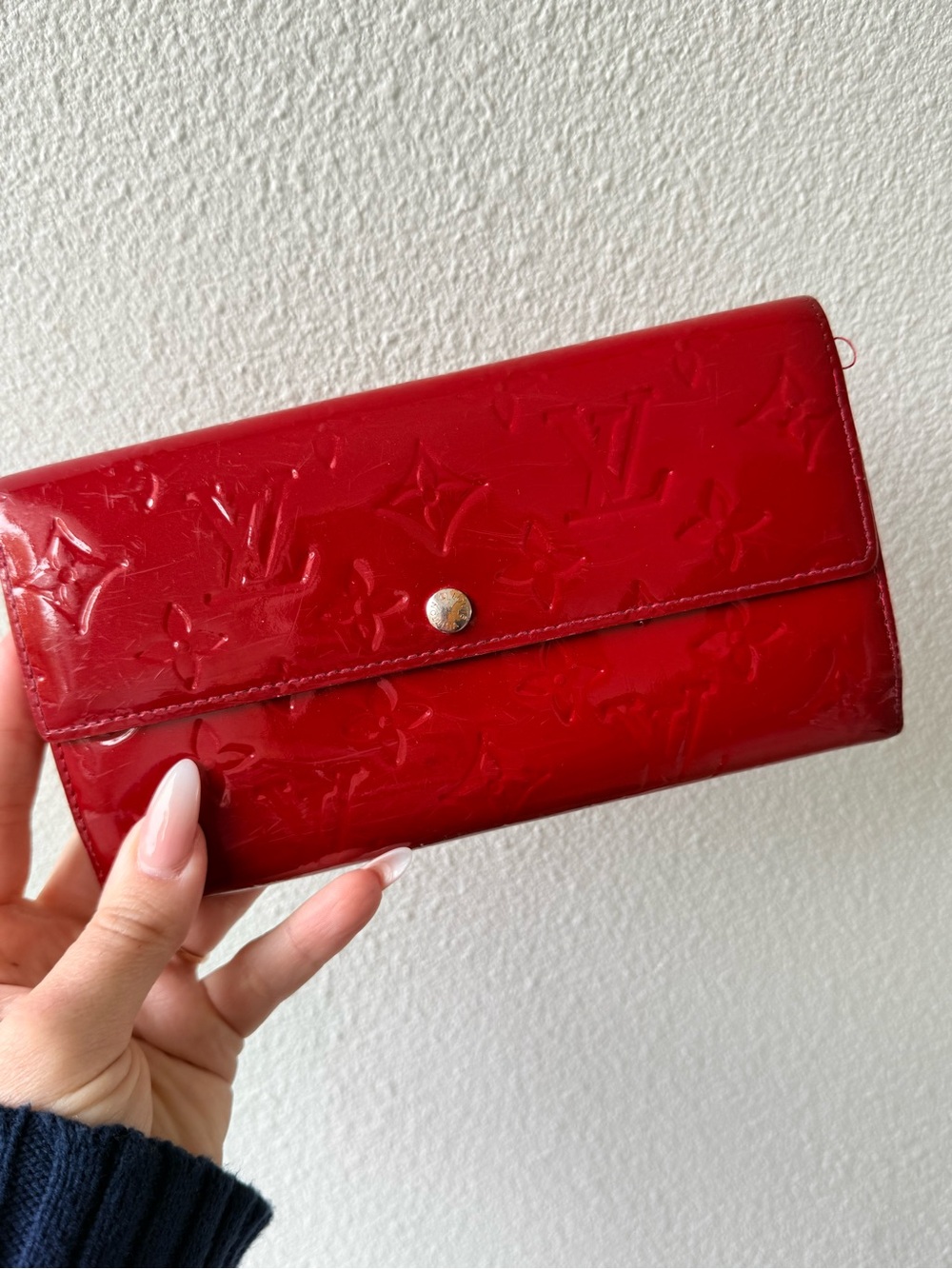 Louis Vuitton Patent Monogram Long Wallet in Red